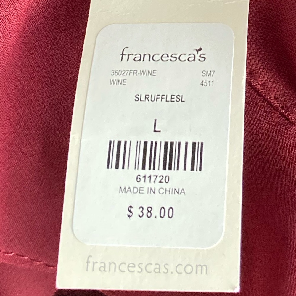 Francesca's Collections Burgundy Ruffle Top - Picture 4 of 8